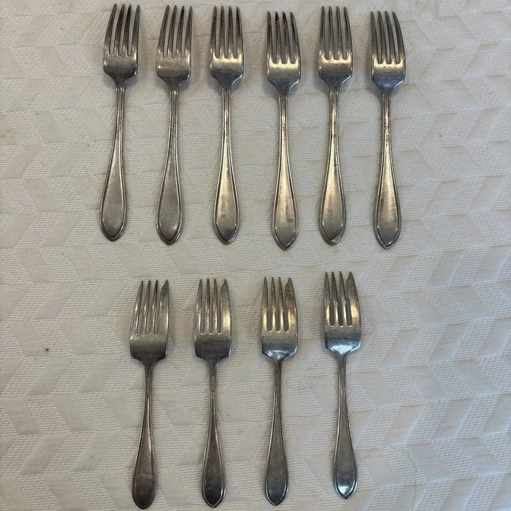 Vintage R Wallace Sectional Flatware Fork Lot (10)Dinner Forks Salad/Fish‎ Forks